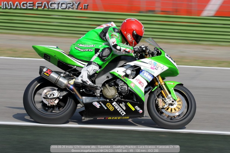 2009-09-26 Imola 1274 Variante alta - Superbike - Qualifyng Practice - Luca Scassa - Kawasaki ZX 10R.jpg
